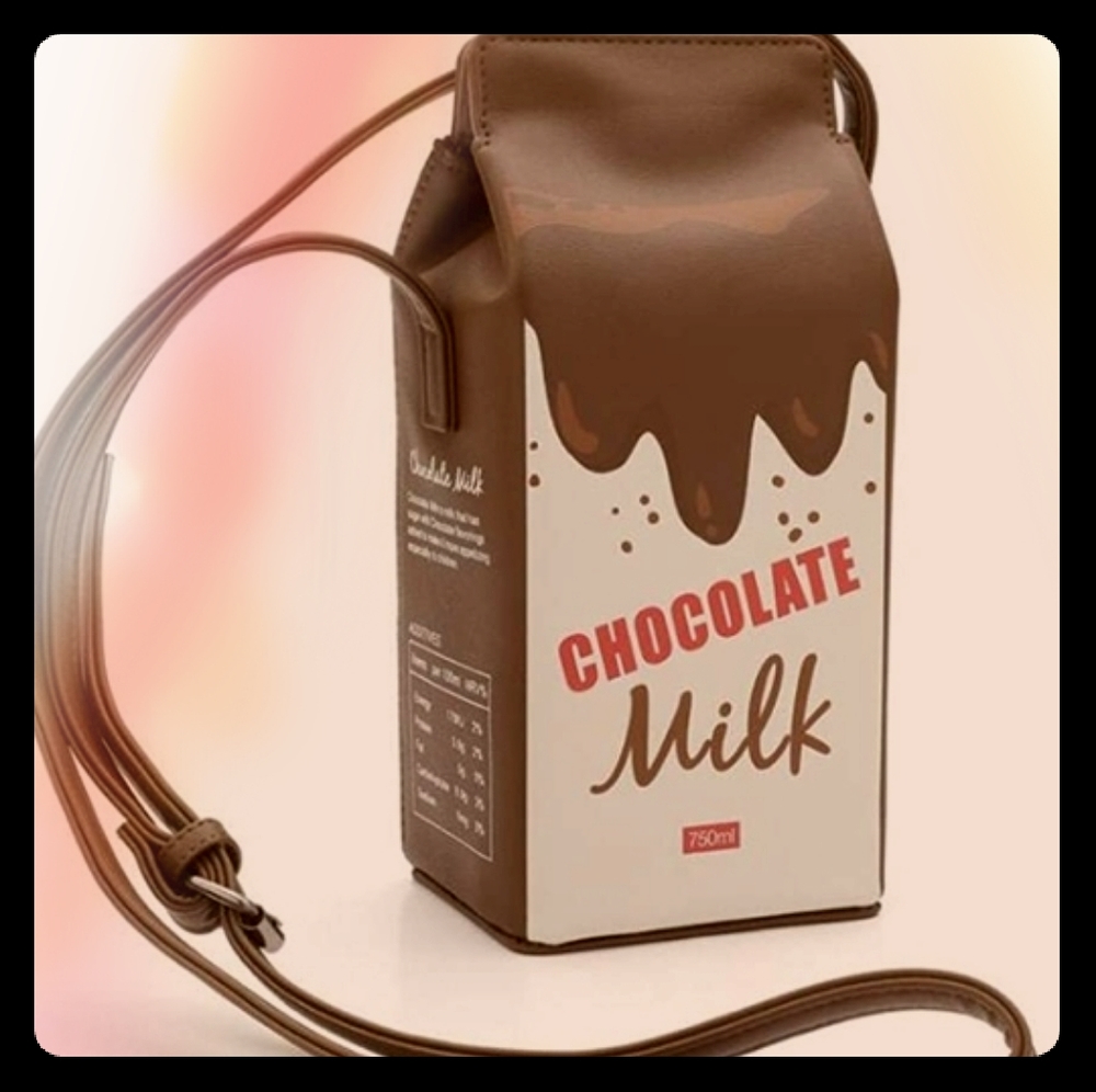 🍫🥛 Adorable Chocolate Milk Carton Crossbody  Bag
